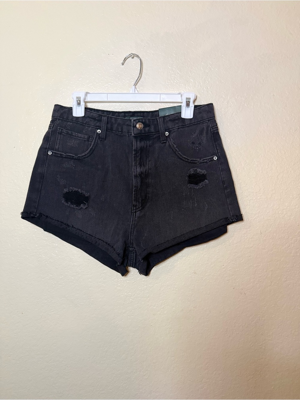 wild fable Black Distressed High-Rise Denim Shorts